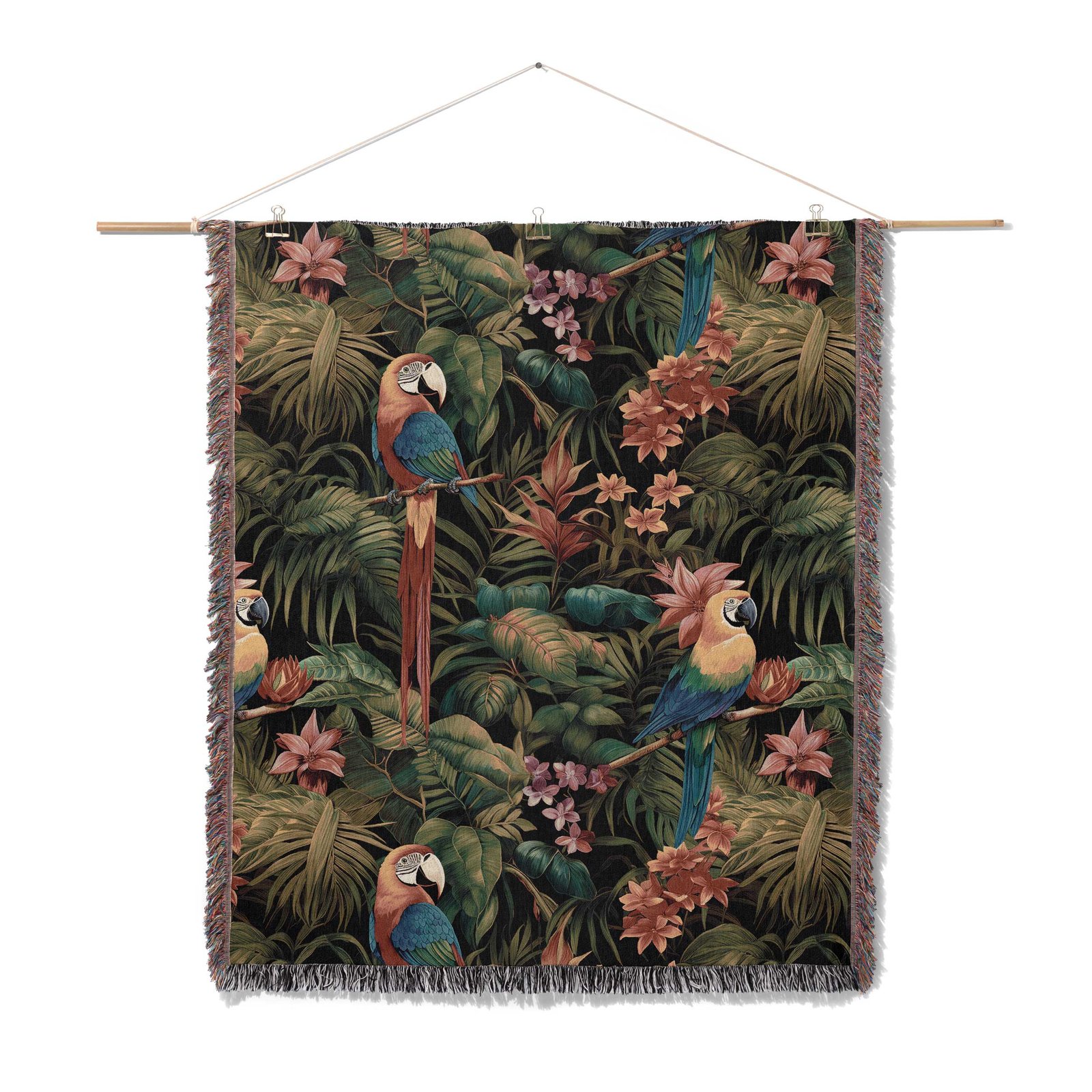 Woven-Blanket-parrots-02-wall-art