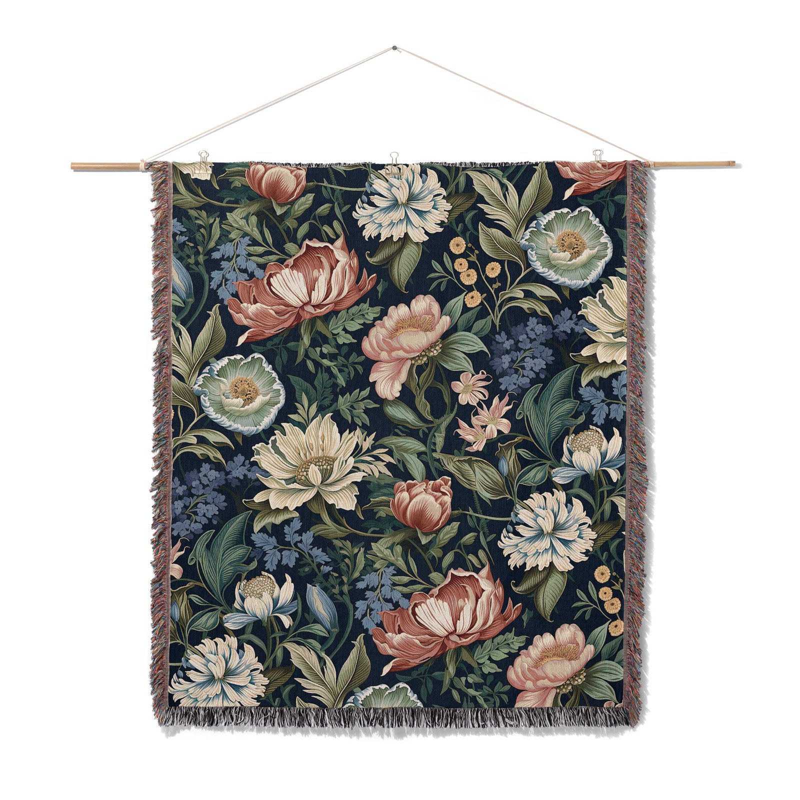 Woven-Blanket-flowers-wall-art