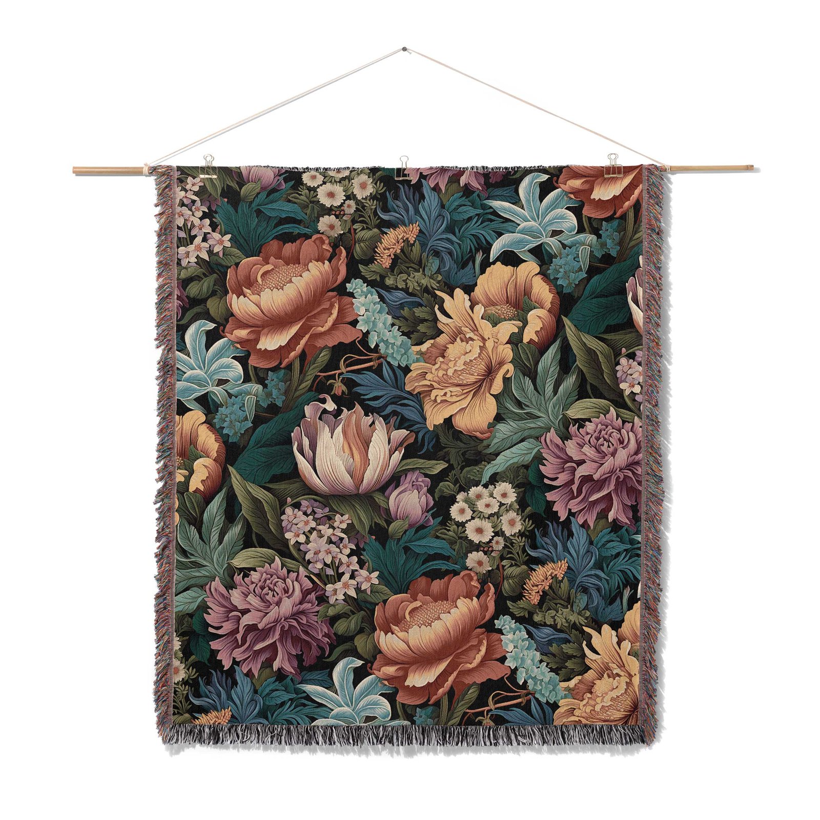 Woven-Blanket-flowers-02-wall-art