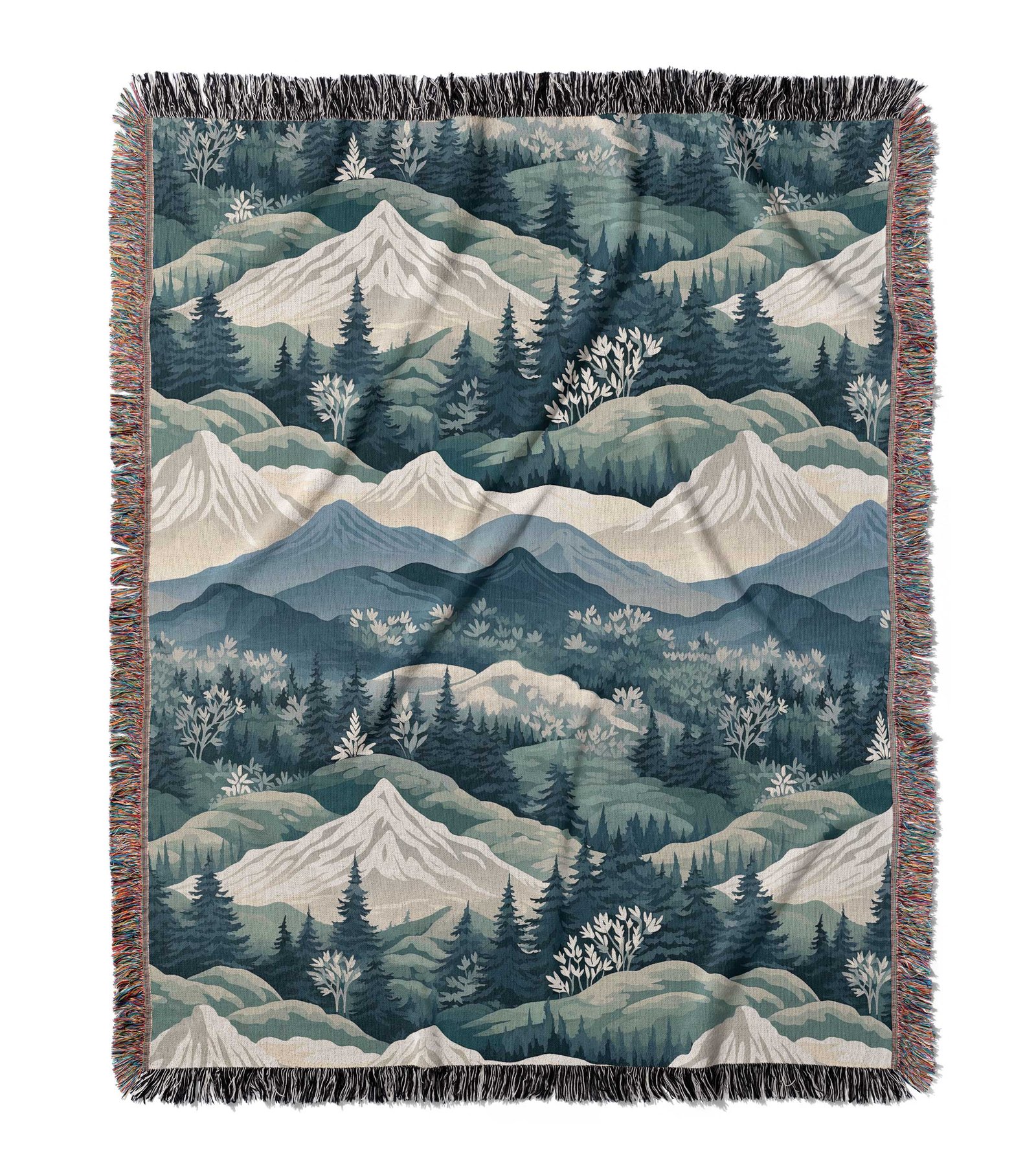 Jacquard-Woven-Blanket-mountain-green